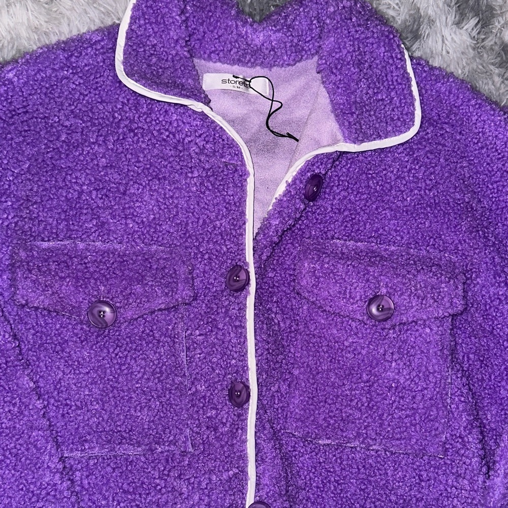Storets “Aurora” Oversize Botg Purple Sherpa Shirt Jacket - Nwt S/M — image 4 of 6
